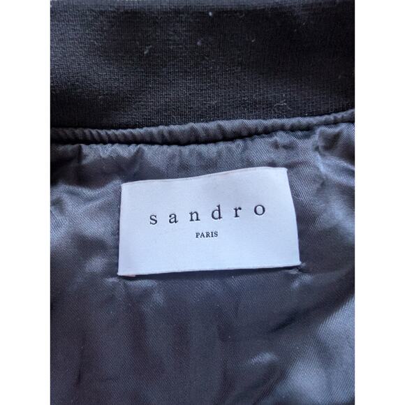 Sandro Briny Embellished Velvet Bomber Jacket Sz 2 US Medium Runs Small 2B435 - Picture 11 of 13